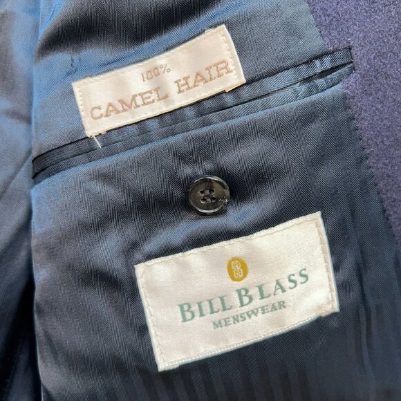 Bill Blass Men's Notch Collar 2-Button Blazer Sports Coat 40R Blue Long Sleeve - Picture 3 of 13